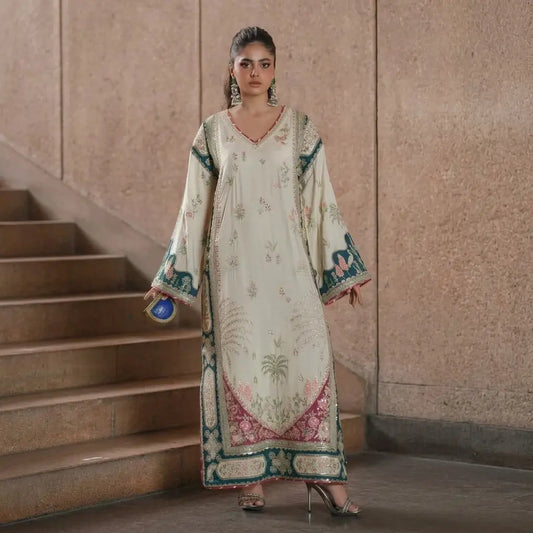 Ethnc - Luxury Silk Embroidered 3Pc Unstitched Suit - VL 1659