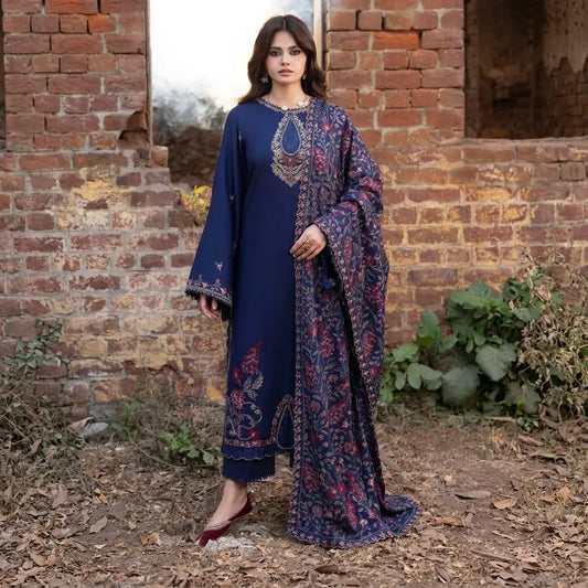 Izel - Winter 3PC Dhanak Embroidered Suit - VL 1612
