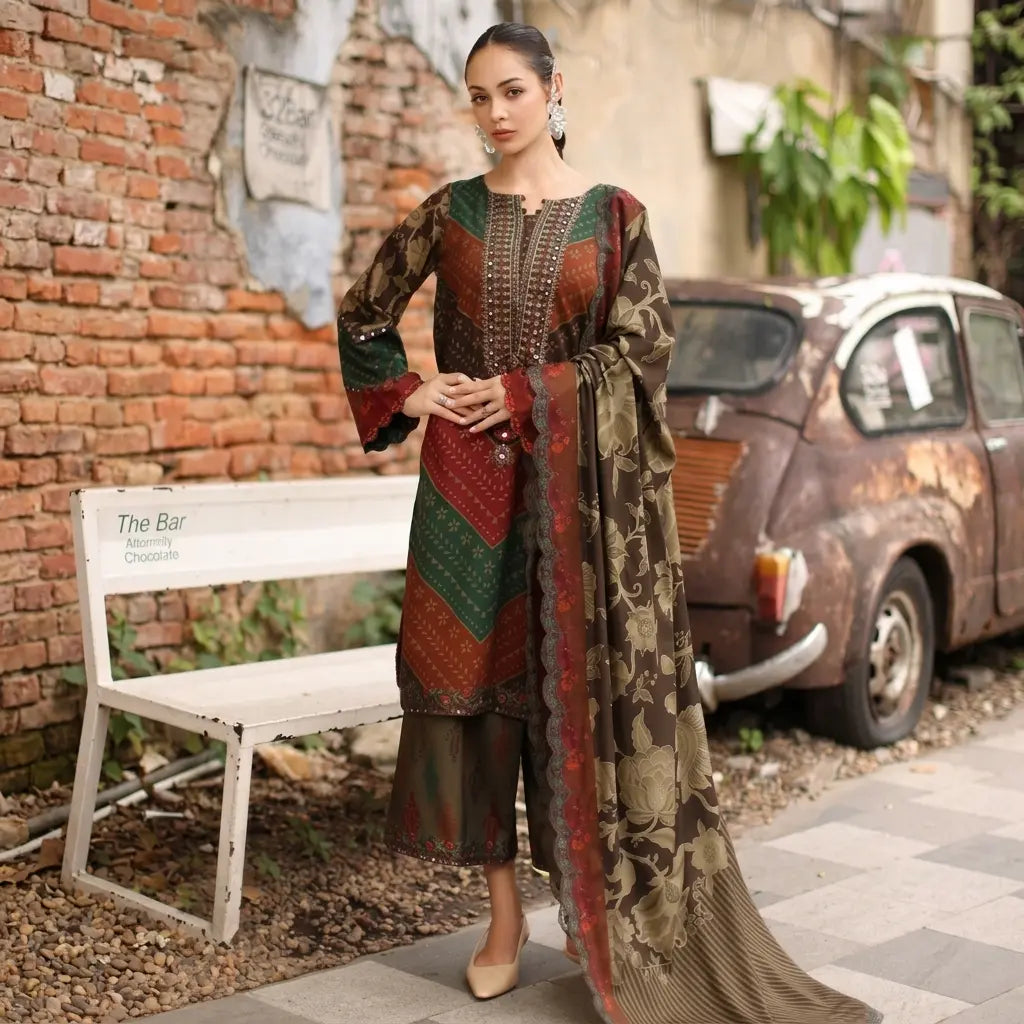 Charizma - Winter 3PC Karandi Digital Print Dress - VL 1637