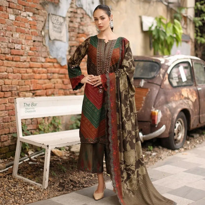Charizma - Winter 3PC Karandi Digital Print Dress - VL 1637