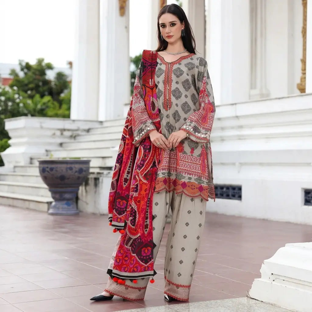 Charizma - Winter 3PC Karandi Digital Print Dress - VL1167