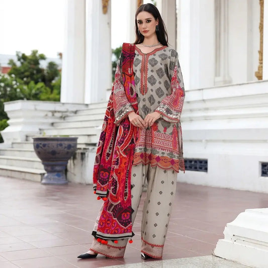 Charizma - Winter 3PC Karandi Digital Print Dress - VL1167
