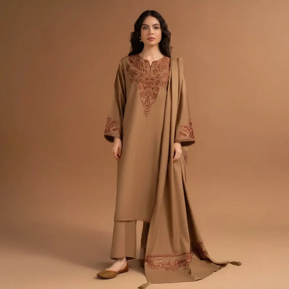 Zellbury - 3PC Dhanak Embroidered Shirt With Dhanak Embroidered Dupatta and Trouser - VL1688