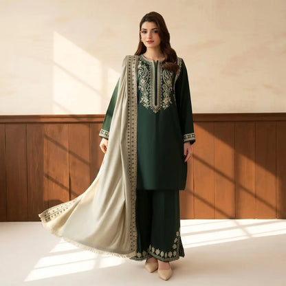 Lazuli - Winter 3PC Dhanak Embroidered Suit - VL 1655