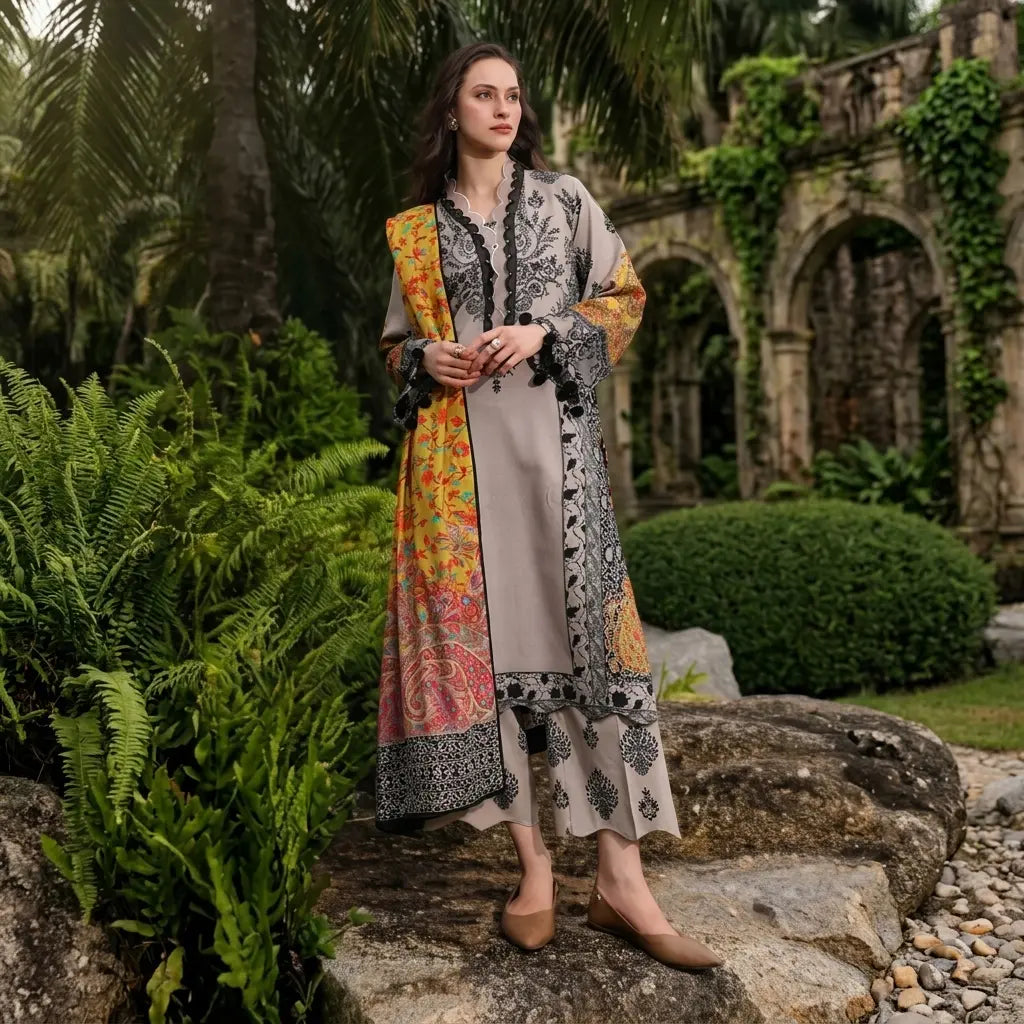 Charizma - Winter 3PC Karandi Digital Print Dress - VL 1648