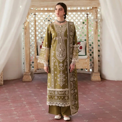 Mahnur - 3PC Dhanak Embroidered Shirt With Dhanak Embroidered Dupatta and Trouser - VL1678