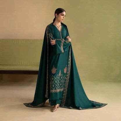 Ziva - Winter 3PC Dhanak Embroidered Suit - VL 1652
