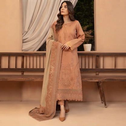 Bin Ilyas - Winter 3PC Dhanak Embroidered Suit - VL1612
