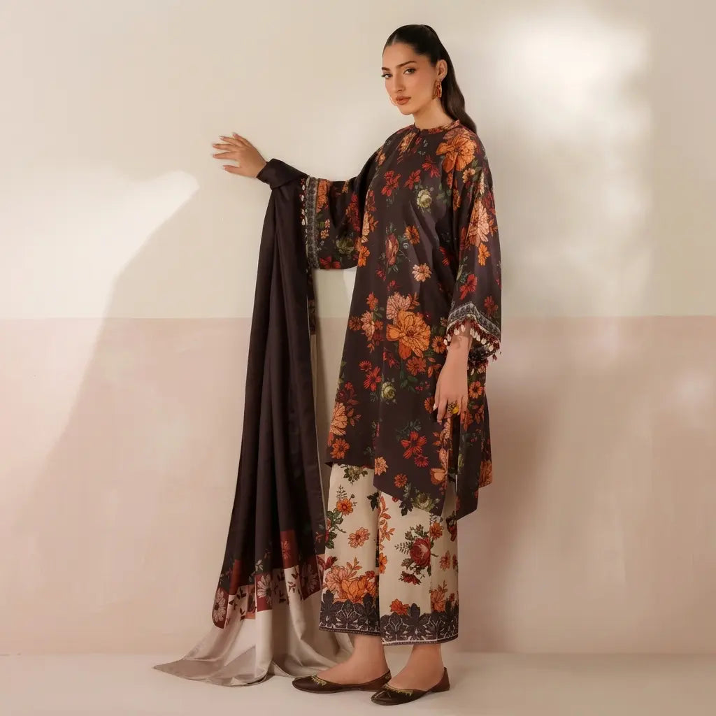 Winter 3PC Karandi Digital Print Dress - VL 1629