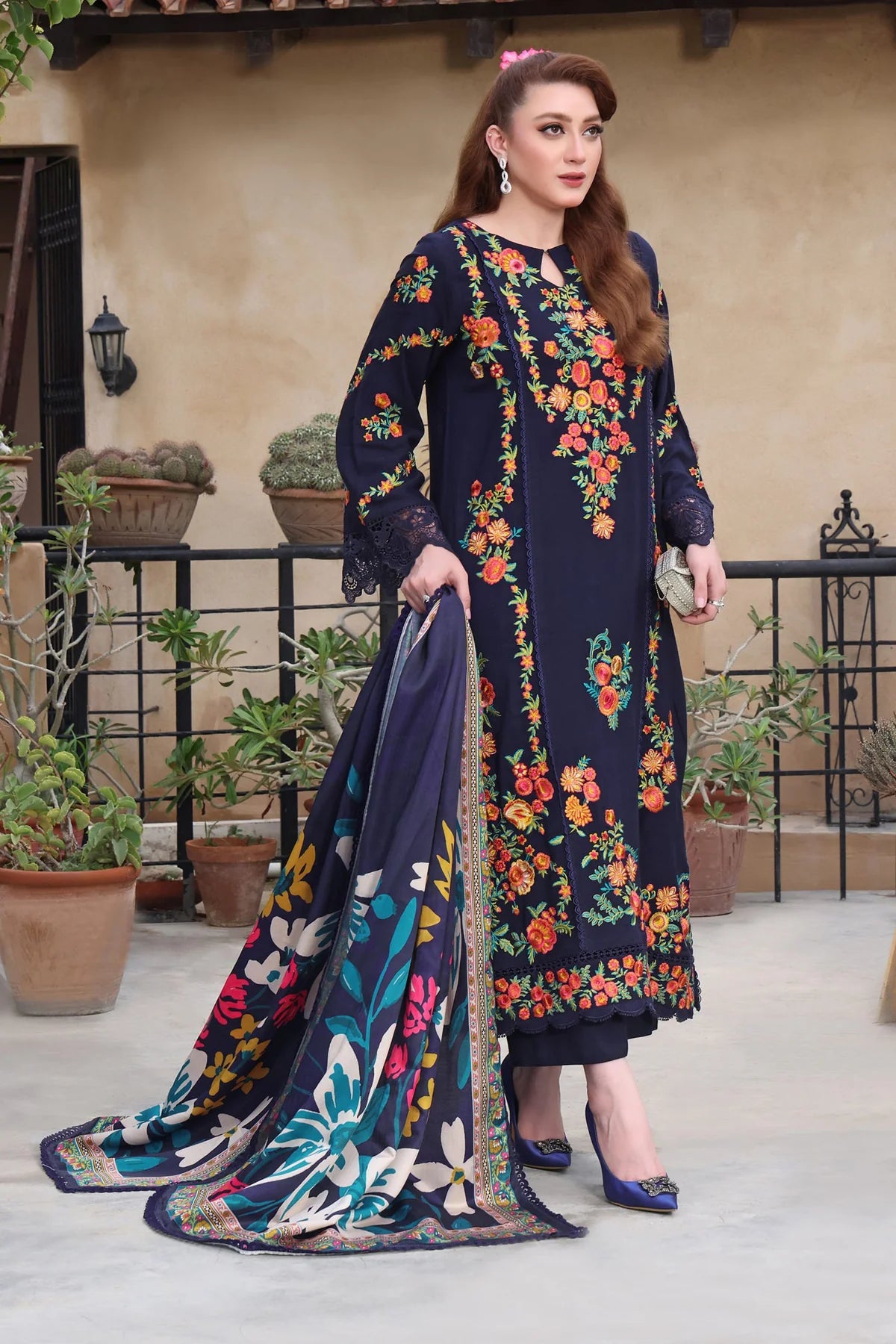 Asim Jofa, unstitched 3 piece Lawn sequence embroidered suit - VL1332