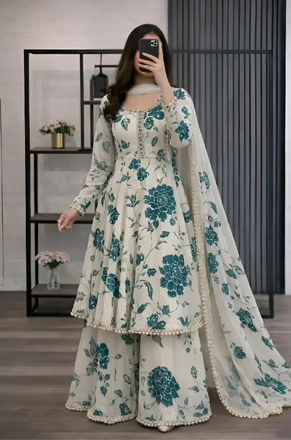 Veezal - 3 piece Lawn frock style Printed suit - VL1472