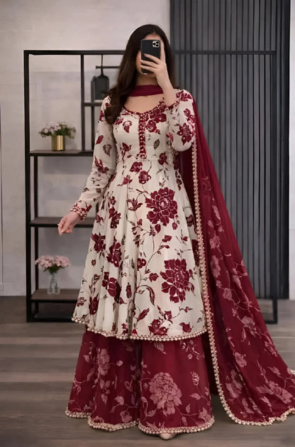 Veezal - 3 piece Lawn frock style Printed suit - VL1471