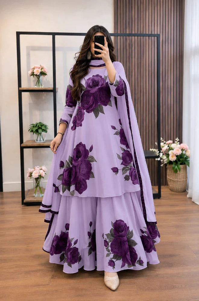 Veezal - 3 piece Lawn frock style Printed suit - VL1480