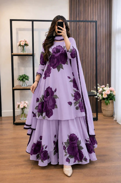 Veezal - 3 piece Lawn frock style Printed suit - VL1480