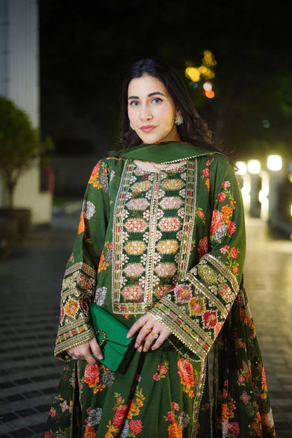 Veezal - Heavy Embroidered Silk 3 Pc Suit - VL1163