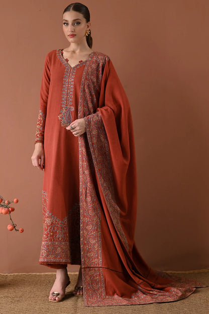 Izel - DHANAK EMBROIDERED SHIRT WITH DHANAK EMBROIDERED SHAWL - VL1269