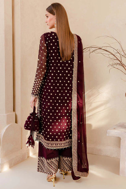 VL960 Winter Unstitched 3PCs Embroidered Velvet Dress With Embroidered Organza Dupatta