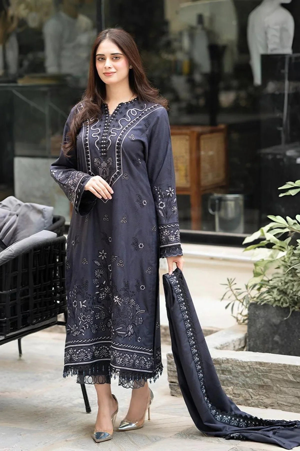 Libass - Winter 3PC Dhanak Embroidered Suit - VL1172