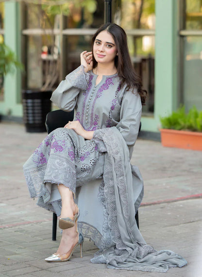 Mushq - 3PC Lawn ChickenKari Embroidered Suit - VL1022