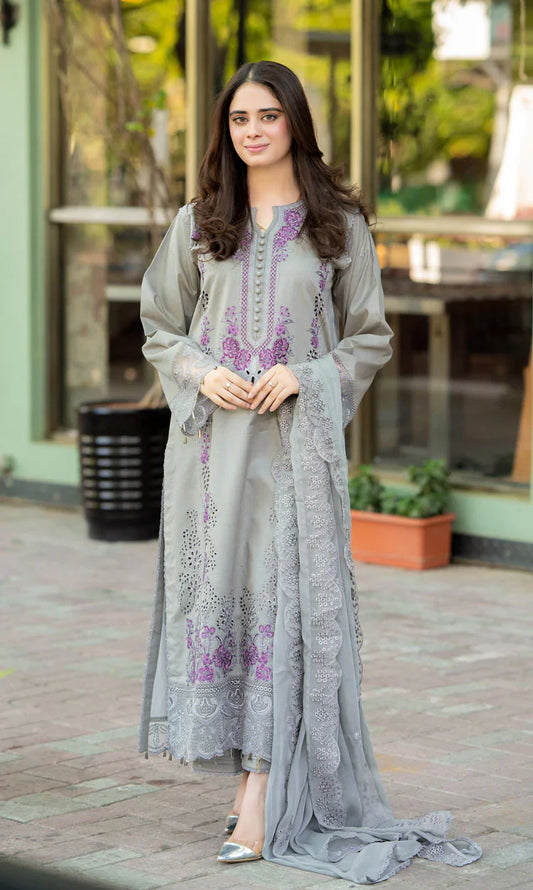 3PC Dhanak ChickenKari Embroidered Suit - VL1022