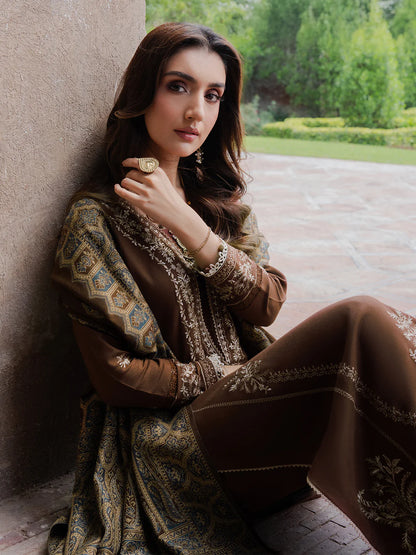 izel - Winter 3PC Dhanak Embroidered Suit - VL1247