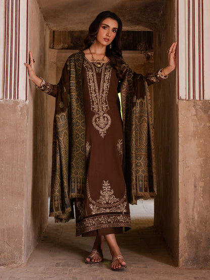 izel - Winter 3PC Dhanak Embroidered Suit - VL1247