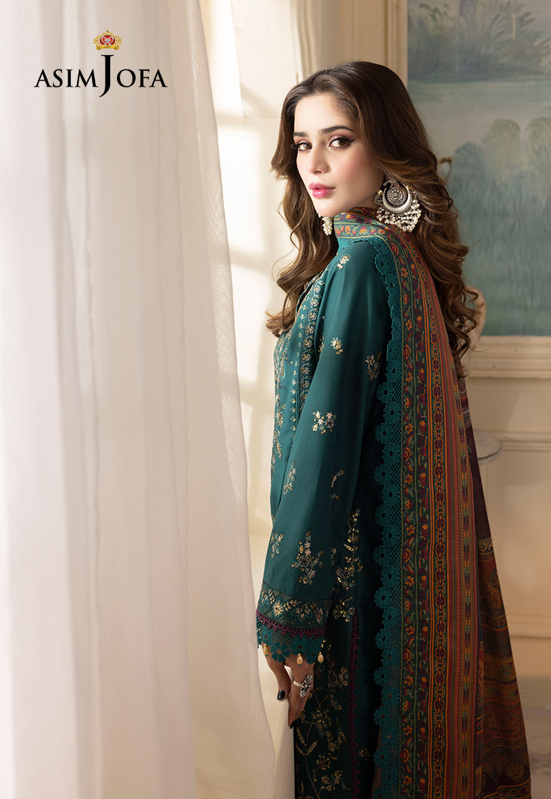 Asim Jofa, unstitched 3 piece embroidered winter suit - VL1140