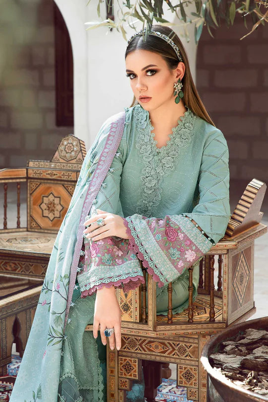 Maria B, unstitched 3 piece lawn embroidered suit VL885