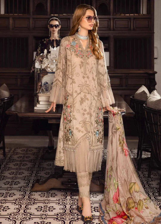 VL777 SUMMER 3PC Lawn Embroidered Shirt With Printed Organza Dupatta