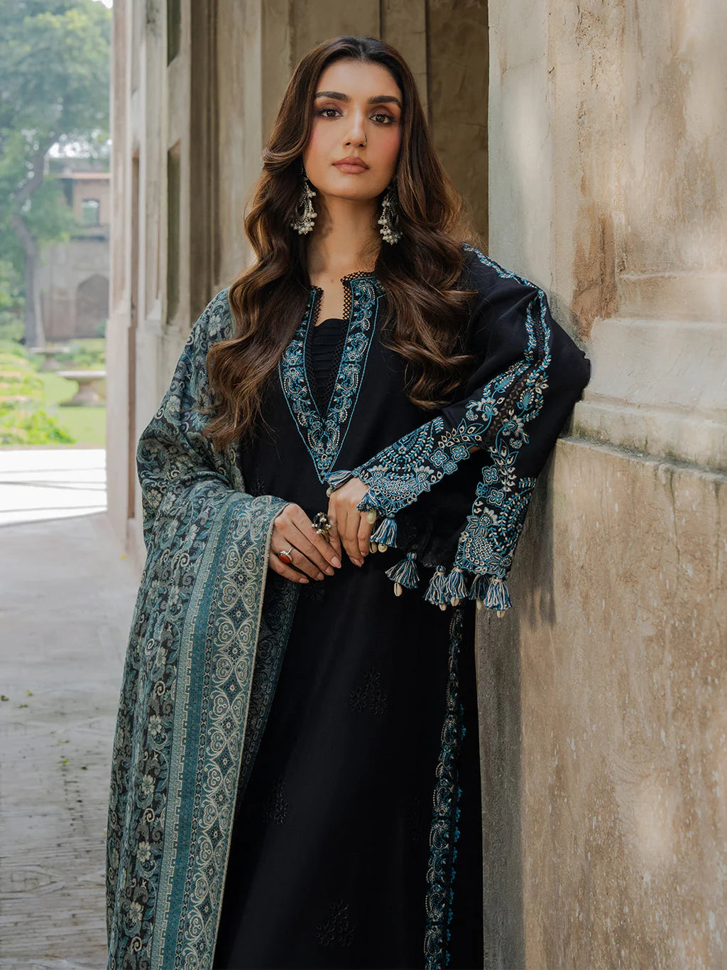IZEL LUXURY UNSTITCHED WINTER DHANAK EMBROIDERED 3PC - VL1222/2