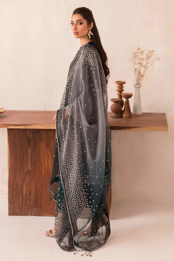 VL962 Winter Unstitched 3PCs Velvet Embroidered Dress With Embroidered Organza Dupatta