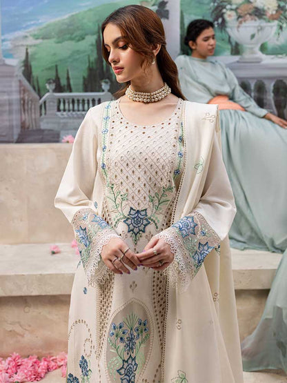 MAHNUR - 3PC LAWN HEAVY CHIKENKARI EMBROIDERED SUIT - VL1027