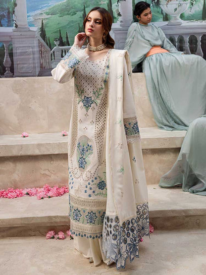 MAHNUR - 3PC LAWN HEAVY CHIKENKARI EMBROIDERED SUIT - VL1027