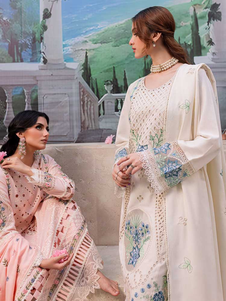MAHNUR - 3PC LAWN HEAVY CHIKENKARI EMBROIDERED SUIT - VL1027