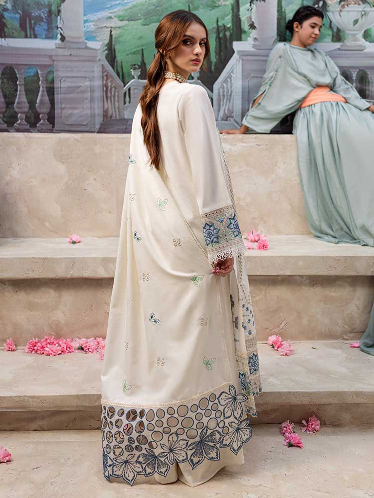 MAHNUR - 3PC LAWN HEAVY CHIKENKARI EMBROIDERED SUIT - VL1027