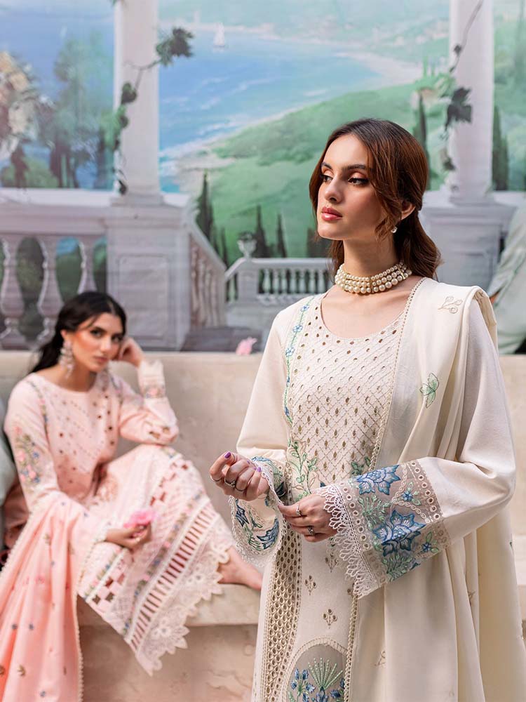 MAHNUR - 3PC LAWN HEAVY CHIKENKARI EMBROIDERED SUIT - VL1027