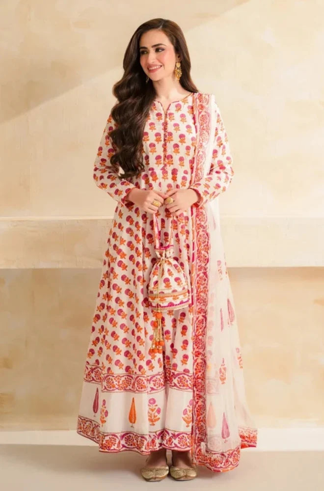 Sana Javed - 3 piece Lawn frock style Printed suit - VL1495