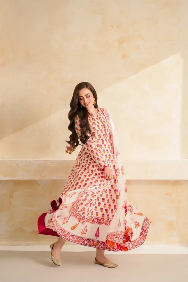 Sana Javed - 3 piece Lawn frock style Printed suit - VL1495