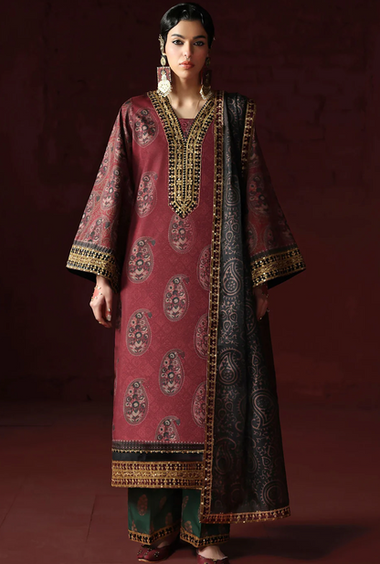 AsimJofa - Unstitched Luxury Lawn Heavy Embroidered 3PC Suit - VL1433
