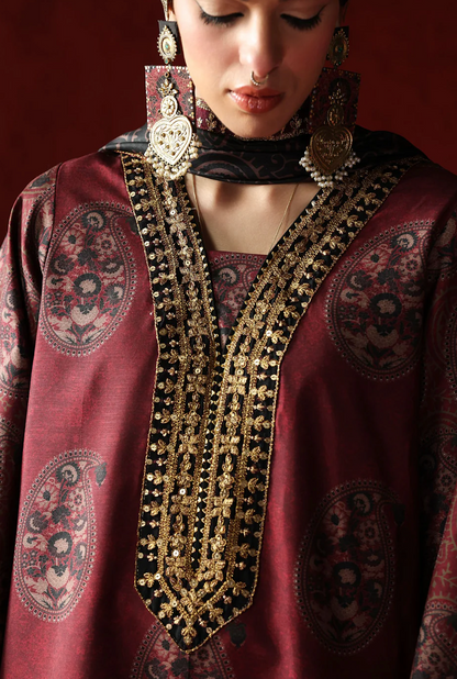 AsimJofa - Unstitched Luxury Lawn Heavy Embroidered 3PC Suit - VL1433