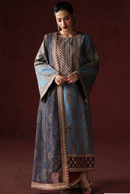 AsimJofa - Unstitched Luxury Lawn Heavy Embroidered 3PC Suit - VL1436