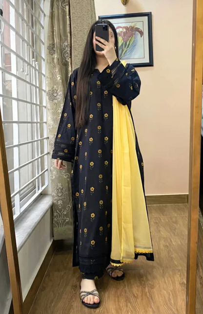 Khaadi - Summer 3PC Lawn Digital Printed Dress - VL1442
