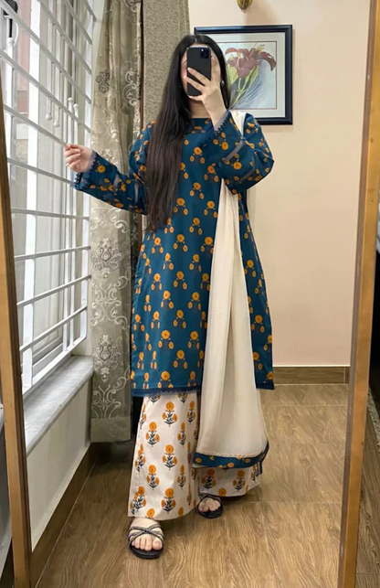 Khaadi - Summer 3PC Lawn Digital Print Dress - VL1443