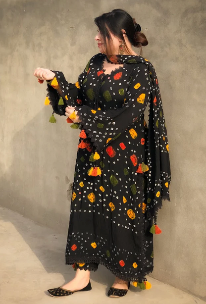 Black chunri - Summer 3PC Lawn Digital Printed Dress - VL1454