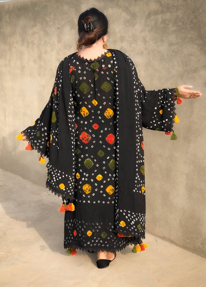 Black chunri - Summer 3PC Lawn Digital Printed Dress - VL1454