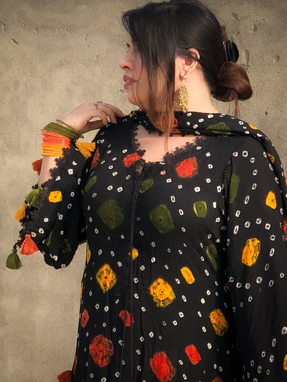 Black chunri - Summer 3PC Lawn Digital Printed Dress - VL1454