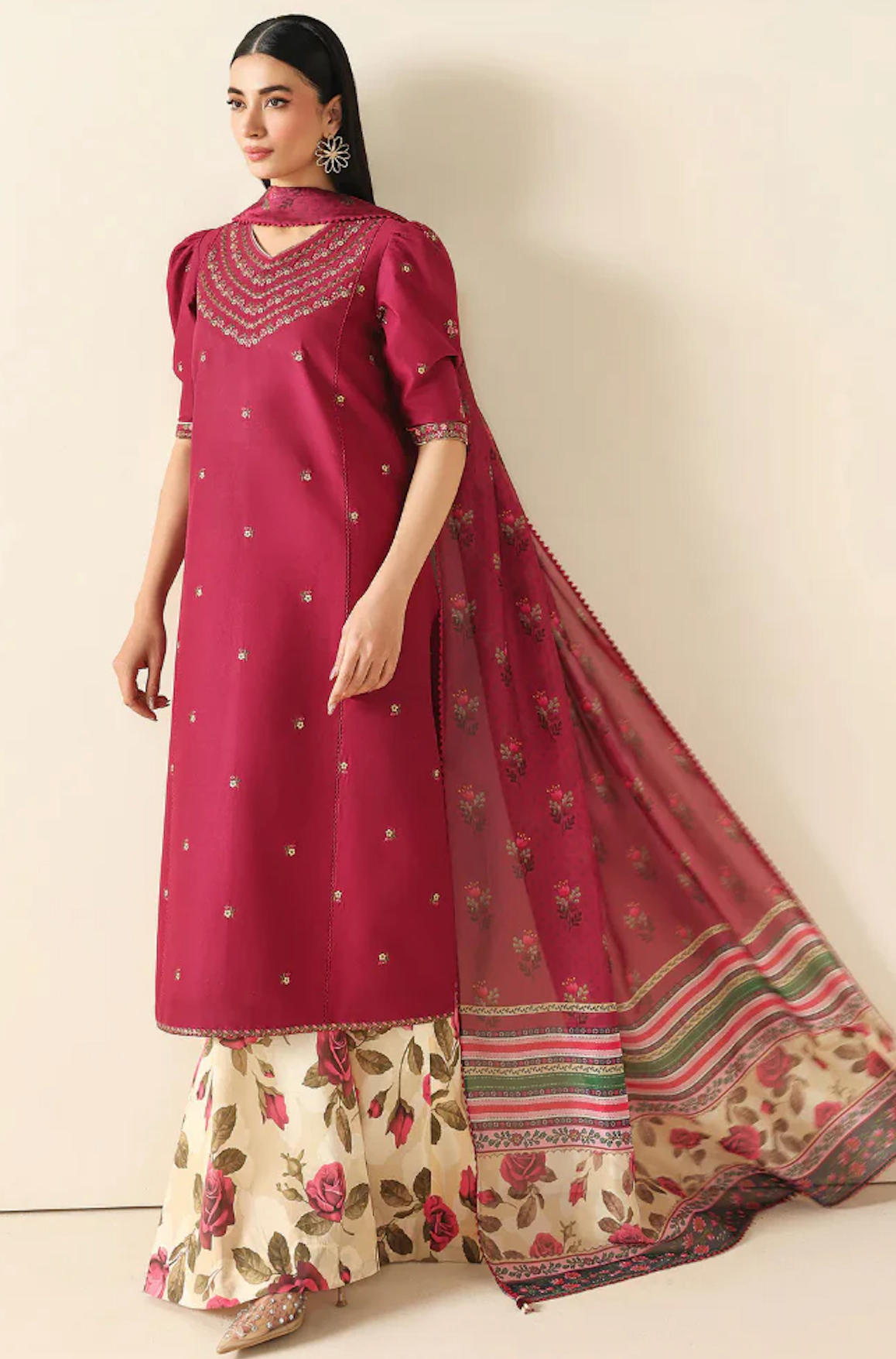 Baroque - Summer - 3PC Lawn Embroidered Suit - Vl1456
