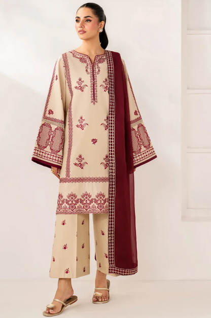 Baroque - Summer-3PC Lawn Embroidered Suit - VL1457