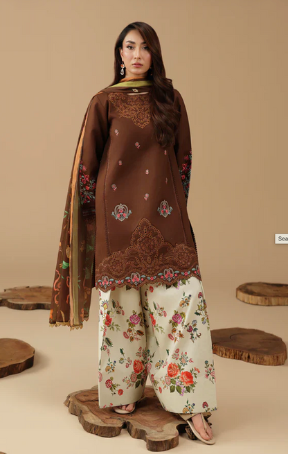 RajBari - Summer-3PC Lawn Embroidered Suit - VL1463