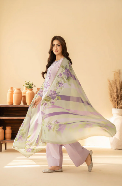 Baroque - Summer-3PC Lawn Embroidered Suit - VL1466